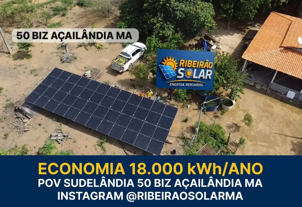 Painéis solares instalados em solo em Sudelândia, Açailândia, Maranhão